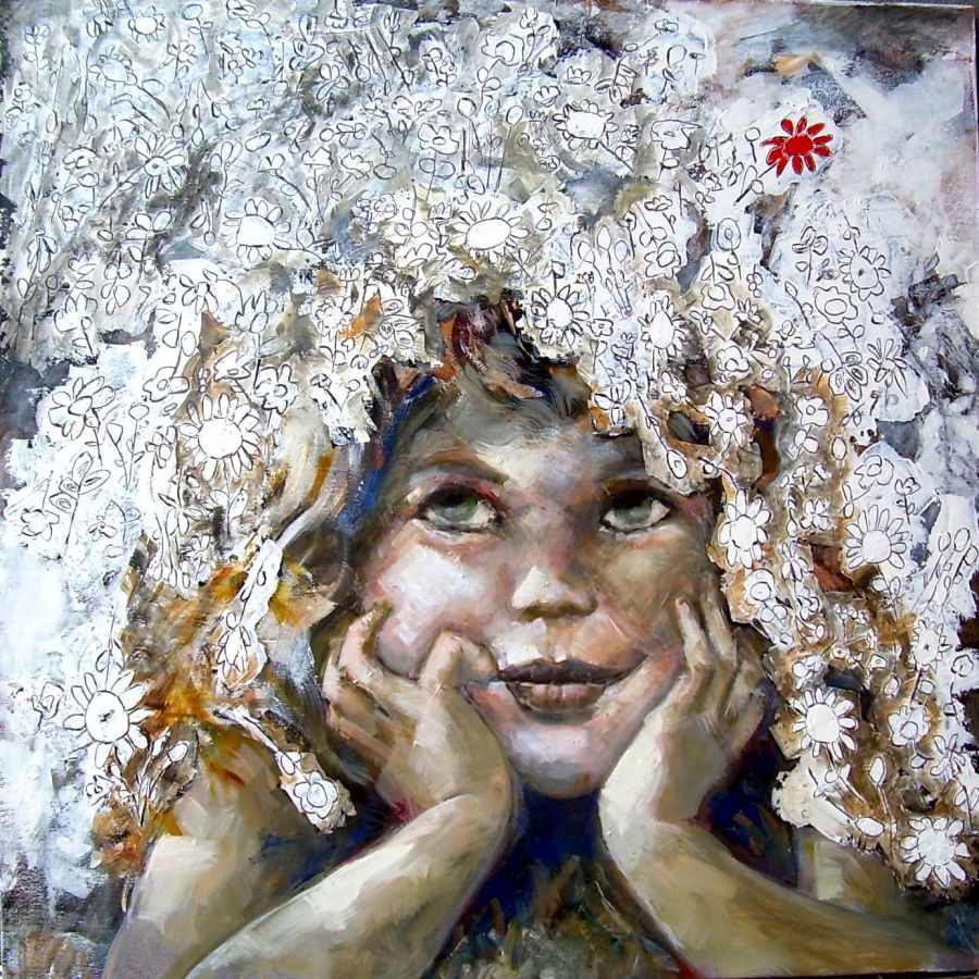 Chi porta fiori porta amore  tecnica mista  80x80  2013