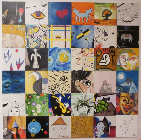 Con la collaborazione di...  olio acrilico  100x100  2016