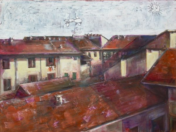 I miei tetti  tecnica mista  60x80  2011