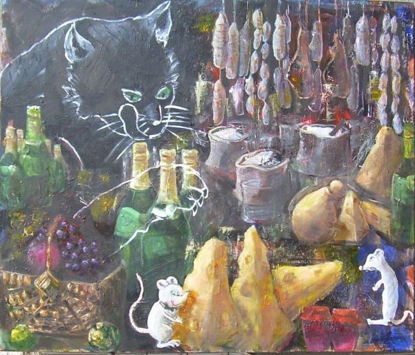 Il topo di città e il topo di campagna  olio  60x70  2012