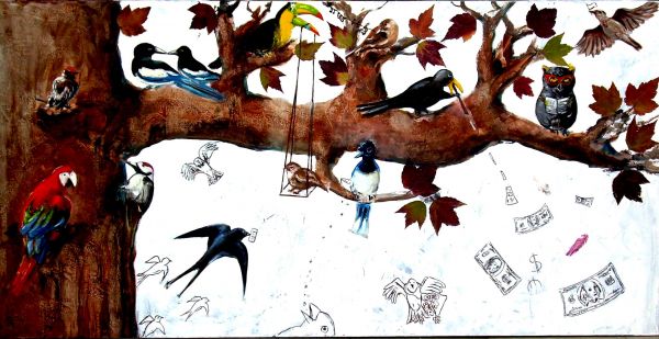 L'albero delle piume    tecnica mista   60x120   2013