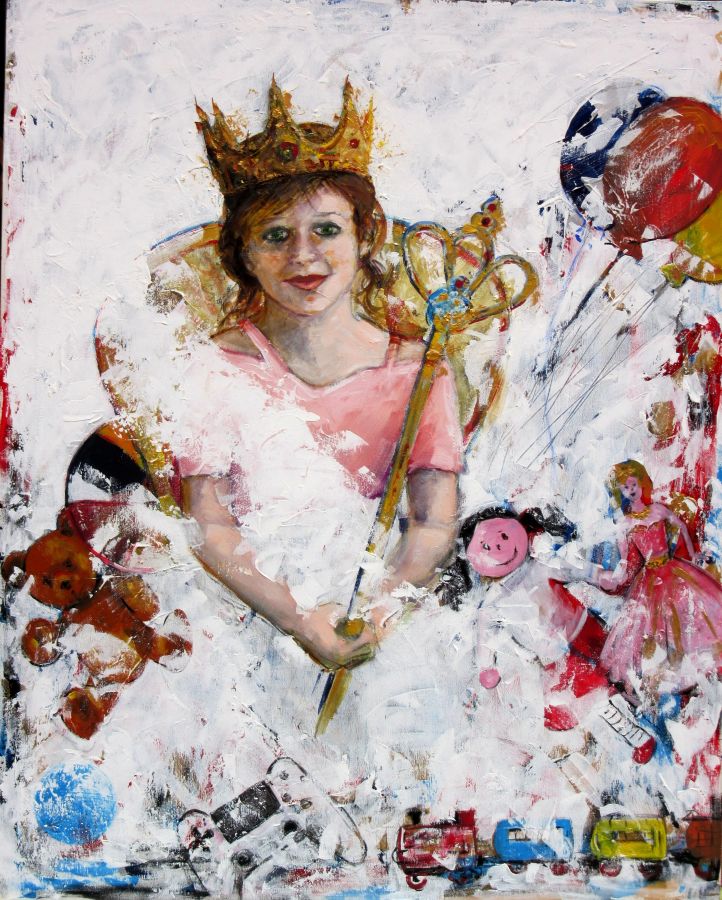La regina dei giochi, passaggi di vita   tecnica mista  100x80  2015