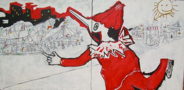 Pinocchio al paese dei balocchi  tecnica mista 2x70x70  2011.