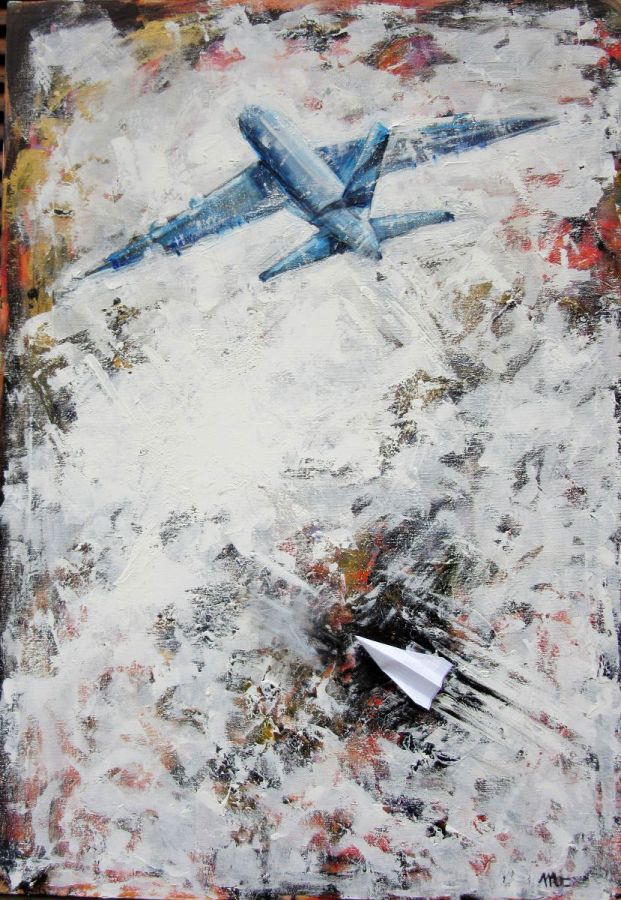 Vengo anch io - olio acrlico gesso -100x70 - 2015